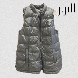 J Jill Puffer Vest Green Zip Front Lightweight Women's Vest